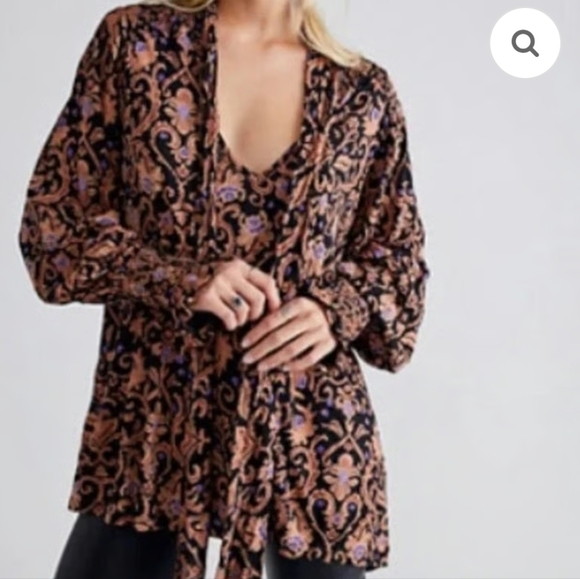 Free People Bridgette Multi Printed Tunic Dress Size Large - Picture 2 of 6